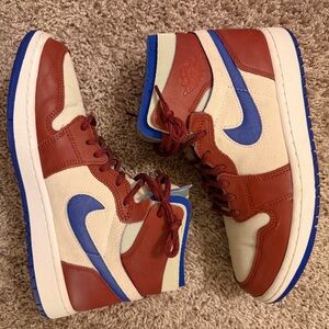 Women’s Jordan Red and Blue High-Top Sneakers